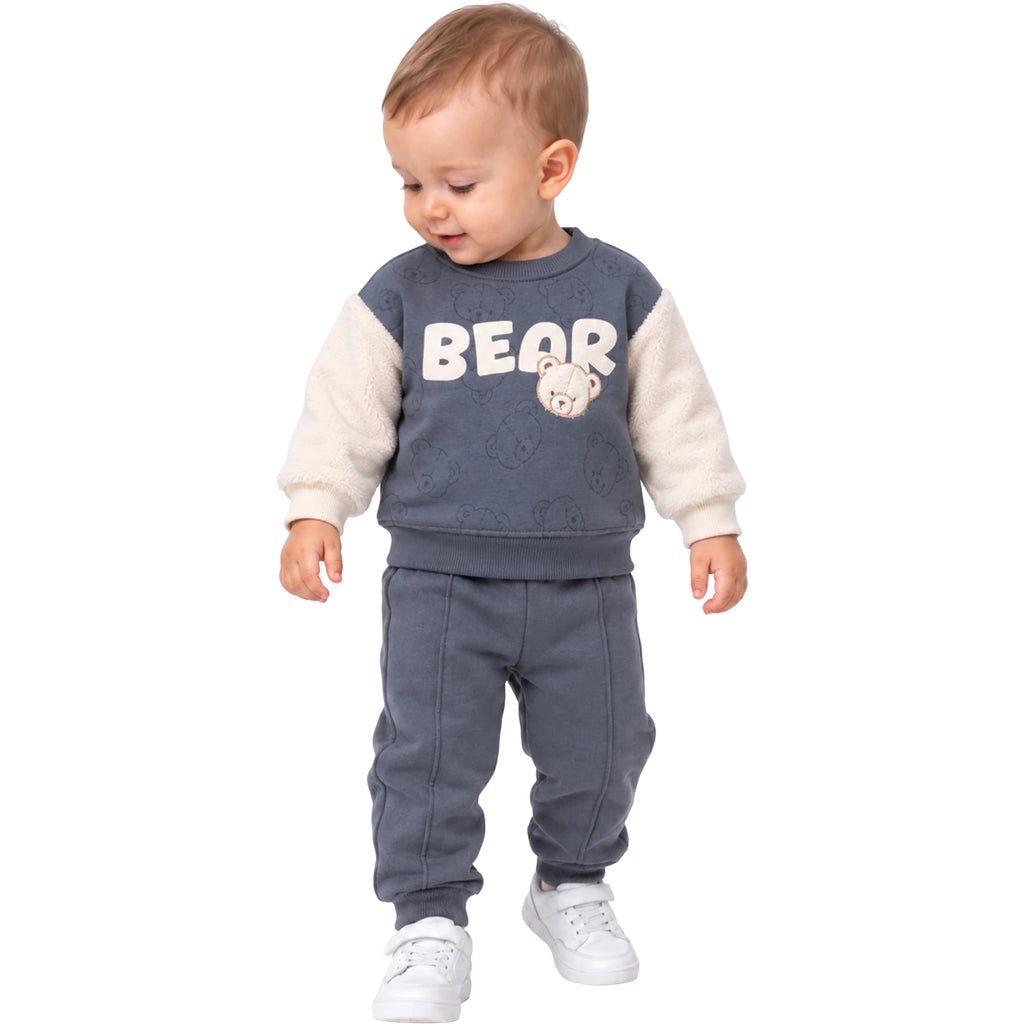 BEAR BASKILI NAKIŞLI WELSOFTLU ERKEK TAKIM 9 Ay,12 Ay,18 Ay,2Y Erkek