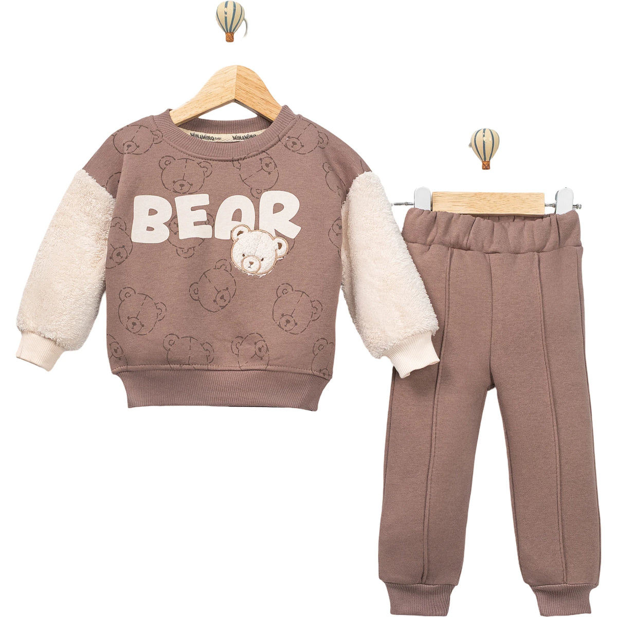 BEAR BASKILI NAKIŞLI WELSOFTLU ERKEK TAKIM 9 Ay,12 Ay,18 Ay,2Y Erkek