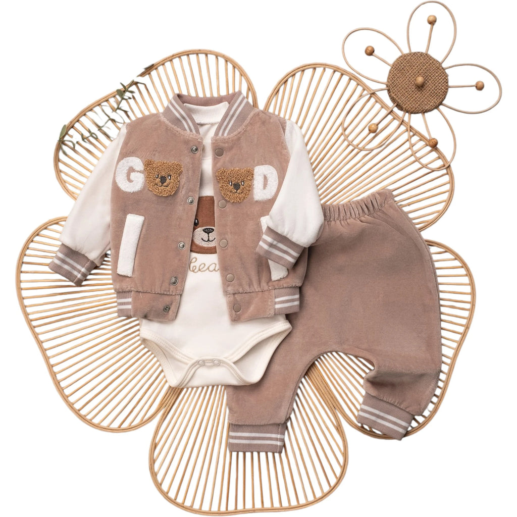 GOOD NAKIŞLI ERKEK KOLEJ KADİFE ÜÇLÜ TKM 9 Ay,12 Ay,6 Ay,3 Ay Erkek