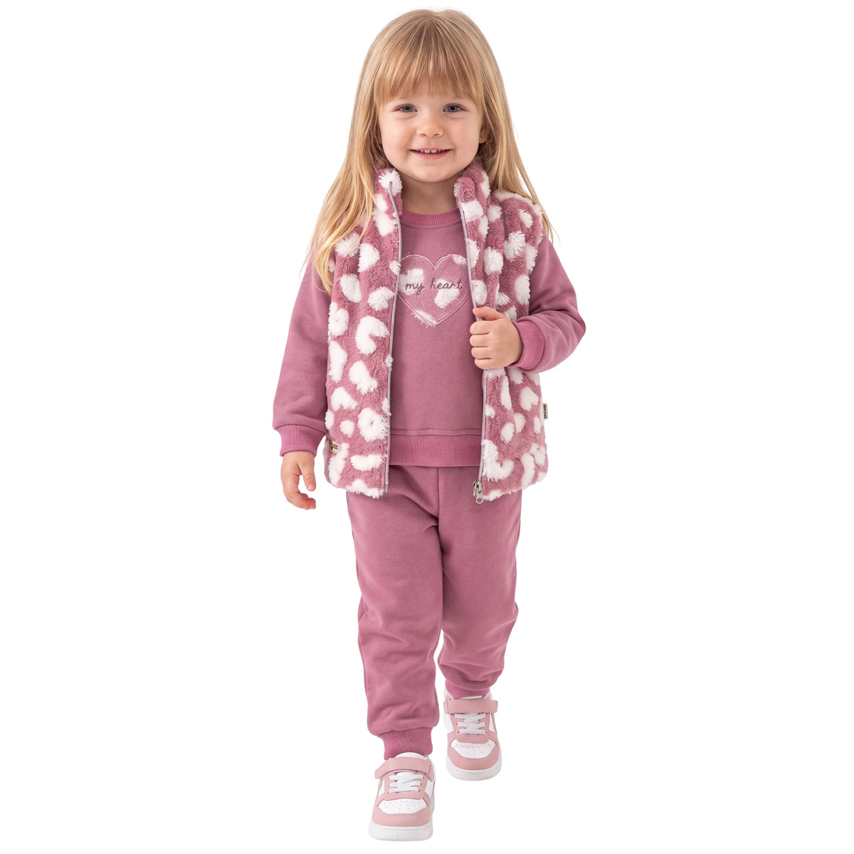 PELUŞ YELEKLİ 3 LÜ KIZ TAKIM 9 Ay,12 Ay,18 Ay,2Y Kız